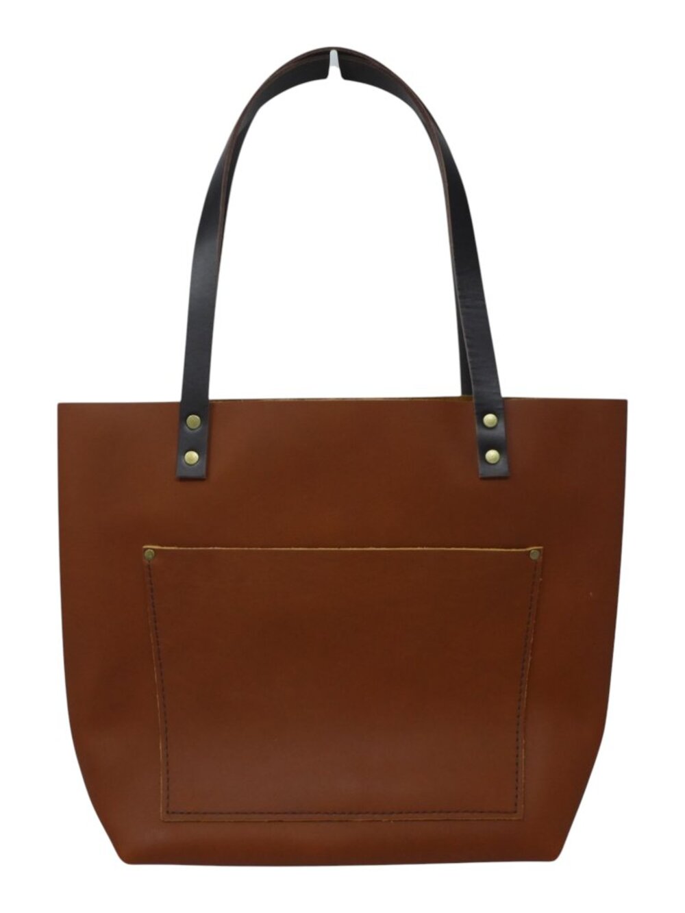 Portland Leather Goods Brown Leather Tote Bag Front Pocket